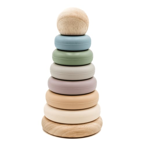 noüka Stacking Toy | Wood and Silicone Stacker | Storm Tower