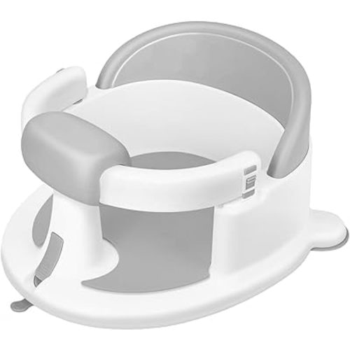 Baby Bath Seat for Babies 6 Months & Up, Toddler Bath Seats for Babies Sitting Up, Non-Slip Infant Bath Tub Chair with Suction Cups & Soft Cushion for Shower, Compact Toddler Bathtub Seat, Grey