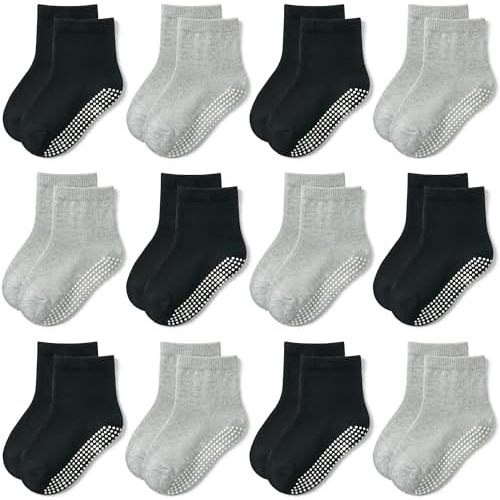 GRPSKCOS Baby Socks Non Slip 12 Pairs Toddler Anti Skid Socks for 0-7 Years Infants Little Kids Boys Girls
