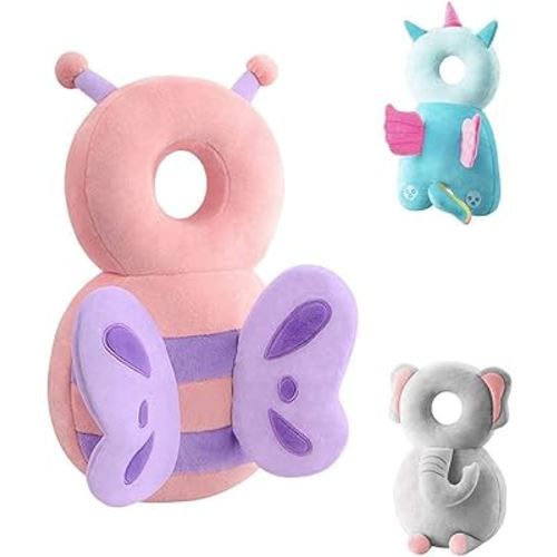 JunNeng Baby Head Protector Backpack, Toddler Walking Fall Head Protection, Pink Butterfly