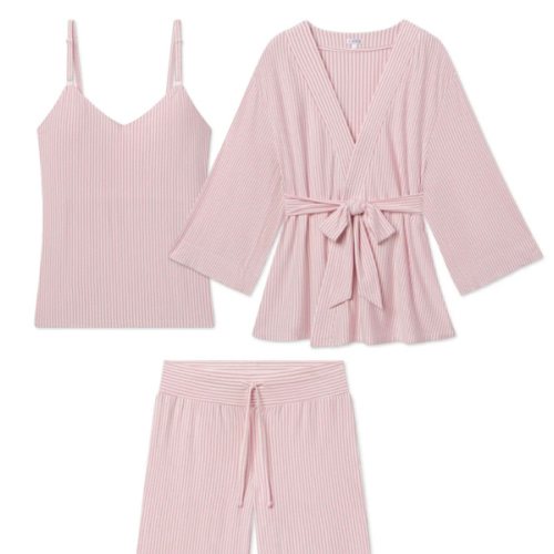 LAKE | Women | DreamModal Pajamas | Carnation Pencil Stripe Maternity Kimono Bundle