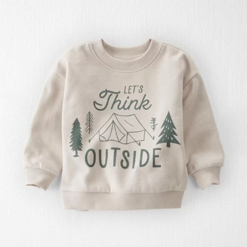 Baby Think Outside Fleece Pullover Made With Organic Cotton - 6M - Style,Evening Dove