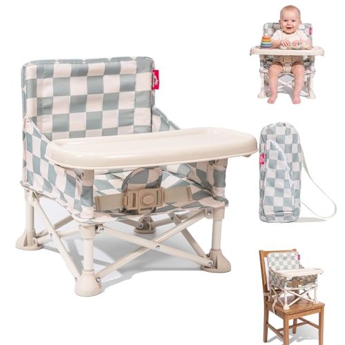YEFAJUMP 3-in-1 Portable Baby Chair, Foldable Travel Booster Seat, Anti-Tip