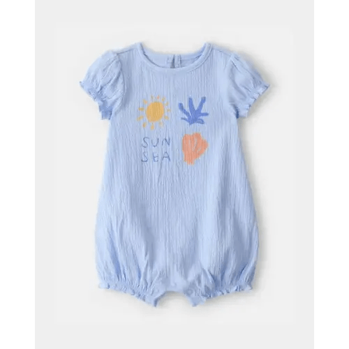 Baby Girl 'Sun Sea' Short-Sleeve Romper - Blue | Carter's