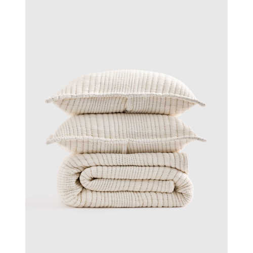 Organic Cotton Channel Stitch Coverlet Set in Undyed