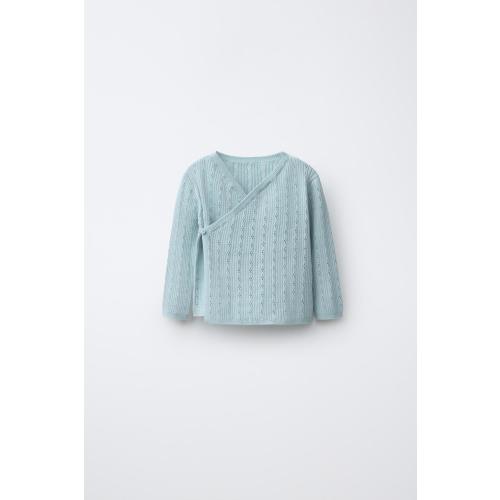 POINTELLE KNIT CARDIGAN - Light turquoise | ZARA United States