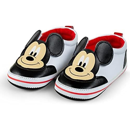Disney Mickey & Minnie Mouse Infant Shoes – Adorable Slip-On Baby Shoes with 3D Character Design and Hook and Loop Closure, Easy On and Off – Sizes 3-18 Months