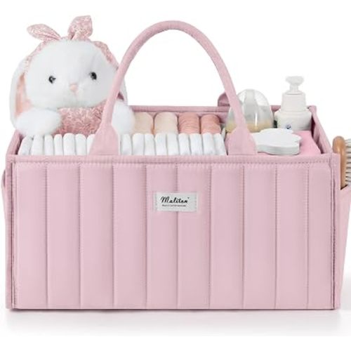 Maliton Baby Diaper Caddy Organizer for Changing Table, Pink