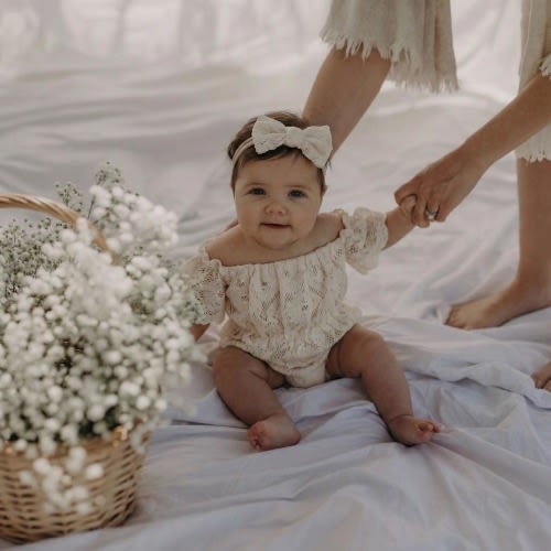 Boho Baby Girl Romper | Lace Baby Bodysuit | Summer Newborn Outfit | Hippie Baby Clothes | Boho Baby Shower Gift | Vintage Style Romper