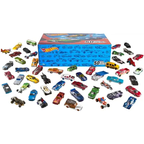 Hot Wheels Toy Trucks & Cars, 50-Pack, Set of 50 1:64 Scale Individually Packaged Vehicles, Instant Collection (Styles May Vary) (Amazon Exclusive)