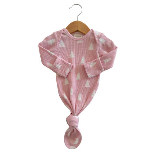 Organic Waffle Knotted Gown, Pink Christmas Trees – SpearmintLOVE