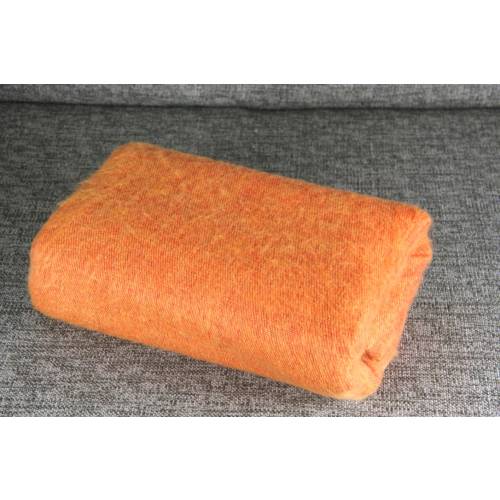 Orange Yak Wool Blanket: Handwoven, Nepal