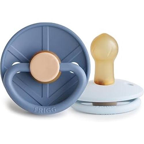 FRIGG Little Viking Natural Rubber Baby Pacifier 2-Pack | Made in Denmark | BPA-Free (Ocean View/Powder Blue, 0-6 Months)
