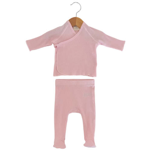 Organic Waffle Kimono & Pant Set, Blush