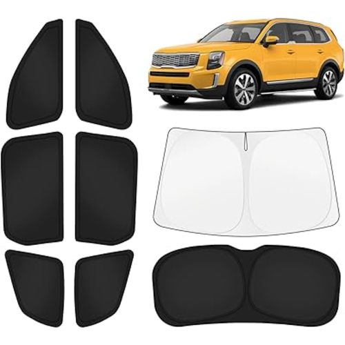 KUST Car Window Shades for Kia Telluride 2020-2025 2026 Windshield Sun Shade Side Window Cover UV Block Privacy Protection Telluride Accessories for Camping Blackout Rear Back Full Set 8PCS