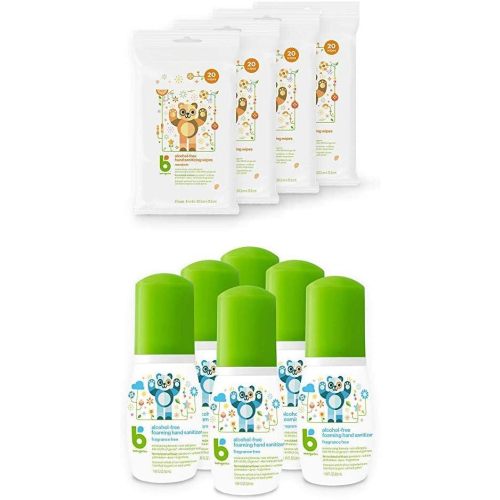 Babyganics Alcohol-Free Hand Sanitizer Wipes, Mandarin with Babyganics Alcohol-Free Foaming Hand Sanitizer, On-The-Go, Fragrance Free