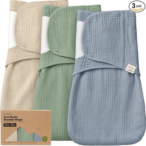 KeaBabies Muslin Baby Swaddles for Newborns, 3pk,100% Cotton (Slate, OS)