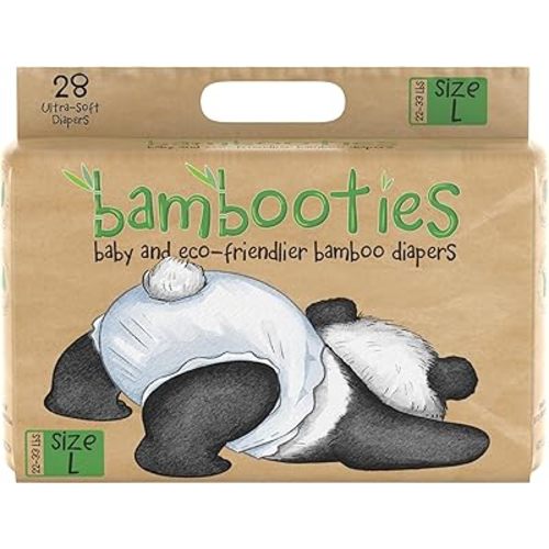 Bamboo Baby Diapers, Totally Chlorine Free for Sensitive Skin for Newborns to XXL. Hypoallergenic & Non Toxic Eco Friendlier Plant-Based Materials. TCF Large Size 4 (28 ct)