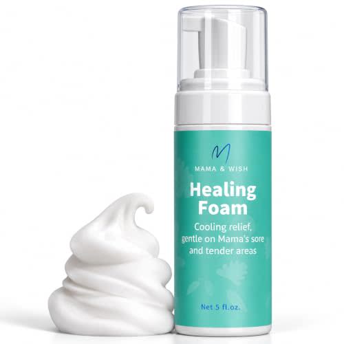 Mama & Wish Witch Hazel Perineal Healing Foam | Postpartum Spray | Medicated witch hazel foam for perineal relief after birth, Easy spray-on foam. Soothes hemorrhoids & postpartum swelling
