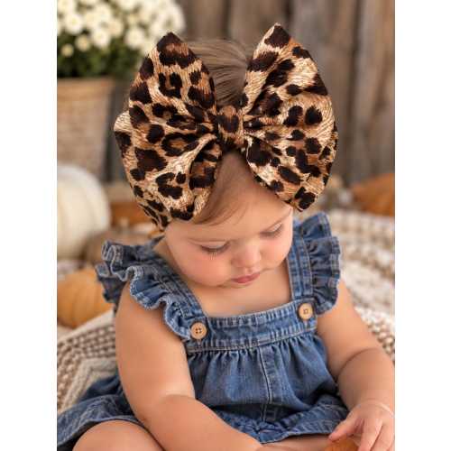 LEOPARD PRINT • Signature Stand-Up Headwrap | Permanently Sewn & Pull-Proof | Big Bow Headbands | Soft and Stretchy | Big Bow Headwraps