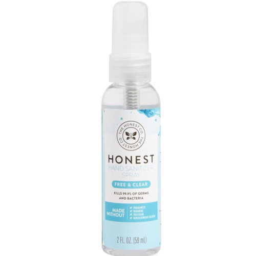 The Honest Company Plant-Based Hand Sanitizer Spray, Kills 99.9% of Germs, Hypoallergenic, Quick-drying, Moisturizing, Fragrance-Free, 2 fl oz