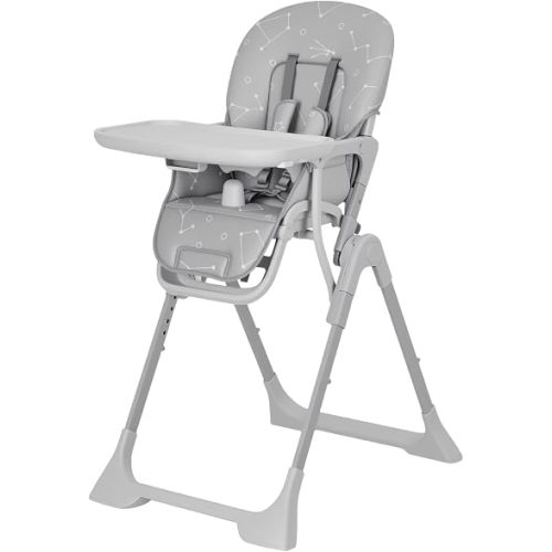 Garvee Baby High Chair, Foldable Feeding Chair for Babies & Toddlers, Adjustable Height/Backrest/Footrest, Removable Tray & Quick Fast-Folding Design, Gray