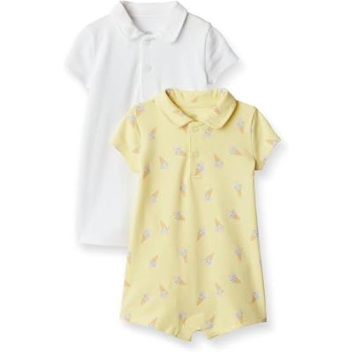 Amazon Essentials x Sofia Grainge Baby Boys' Short Sleeve Cotton Romper with Snap Closure, Breathable