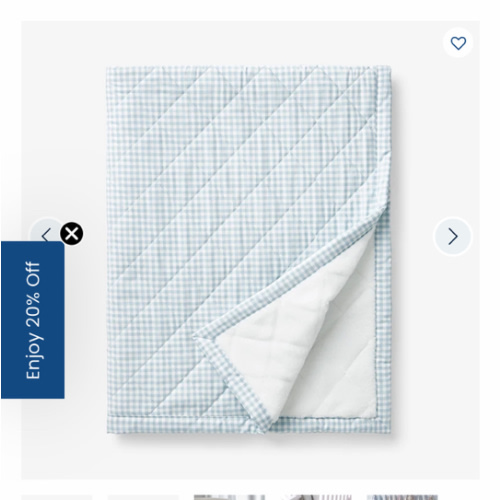 Ditsy Gingham Classic Cool Organic Cotton Percale Quilted Reversible Sherpa Stroller Blanket