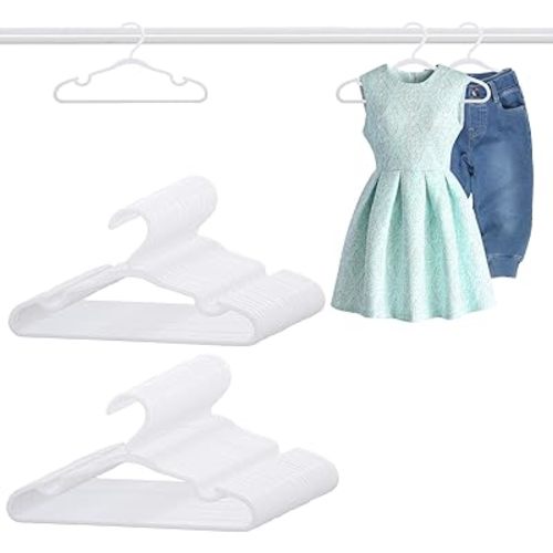 100 Pack White Baby Hangers 12.91 Inch - Kids Non-Slip Clothes Hangers for Infant & Child, Durable Plastic Children's Hangers for Closet, Pants, Coats, Skirts