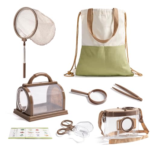 ROBOTIME Kids Explorer Kit, Outdoor Bug Catcher Kit for Kids with Magnifying Glass & Butterfly Net, Fun Bug Catching Kit for Backyard & Camping, Bug Catcher for Boys & Girls 3-12