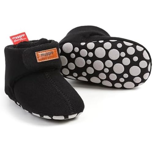 Baby Booties Cozy Fleece Slippers Soft Baby Shoes With Gripper Soles, Winter Infant Newborn Crib Sock Shoe Warm Footwear First Walkers