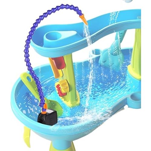 Water Table Pump, DIY Water Pump for Kids Water Table, Summer Outdoor Splash Shady Oasis Water Table Toys, Outdoor Table Accessories for Step2, Single Tube, Blue