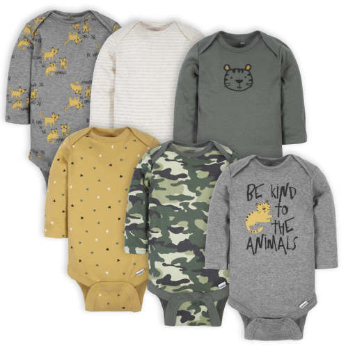 6-Pack Baby Boys Tiger Long Sleeve Onesies® Bodysuits – Gerber Childrenswear