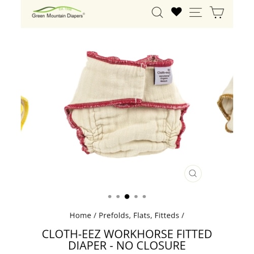 Cloth-eez Workhorse Fitted Diapers - No Closure - Medium