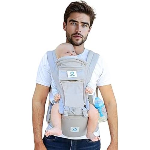 6-in-1 Baby Carrier with Hip Seat for Newborn to Toddler (4–36 Months, 7–45 lb), Head & Neck Support, Adjustable Design, Breathable Cotton, Multiple Carry Positions — Ideal for Everyday Use
