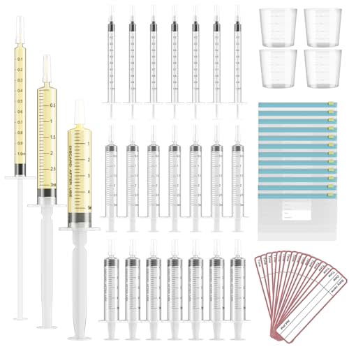 120 Sets 1/3/5ml Colostrum Collector Kit Include No Needle Colostrum Syringes with Caps 1/3/5mlx60, Stickerx120, 20ml Measuring Cupx4, Ziplock Storage Bagx12 for Breastmilk Collector