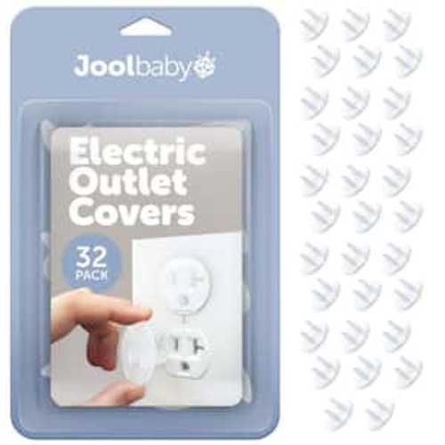 Outlet Plug Covers Clear Child Proof Electrical Protector Safety Caps - Jool Baby (32 -Pack)