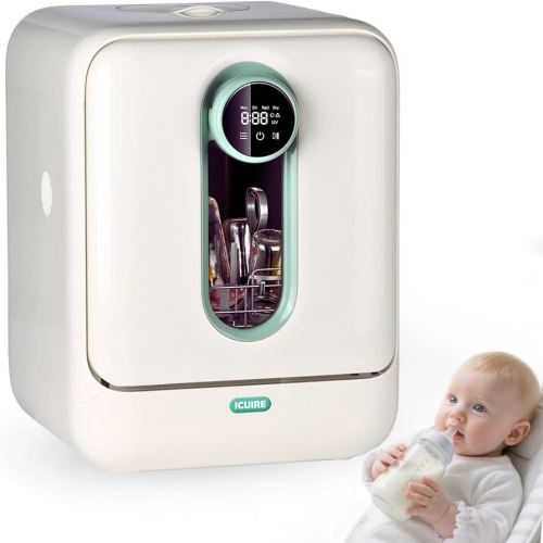 ICUIRE Baby Bottle Washer and Sterilizer and Dryer, Newborn Essential for Parents One-Hand Operation, 4 Sterilize Modes for Baby Stuff, 3.2L Water Tank for Cleaning Bottles, Pump Part &Pacifiers&Bowl