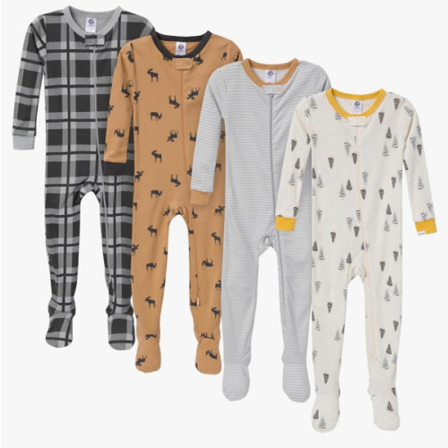 Gerber baby-boys Baby-boys 4-pack Footed Pajamas