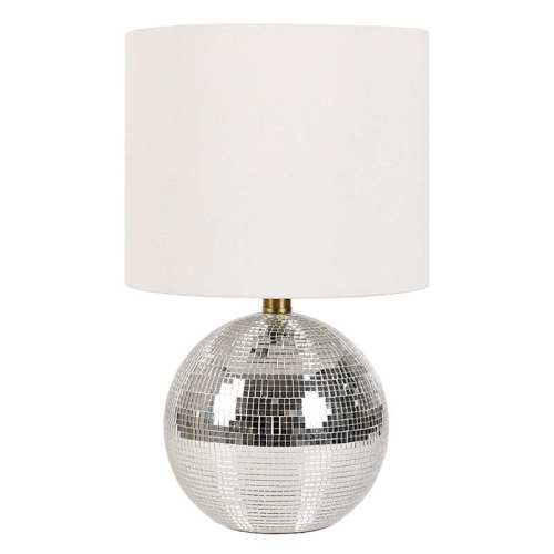 Silver Glass Disco Ball Lamp with Shade, 17.5"