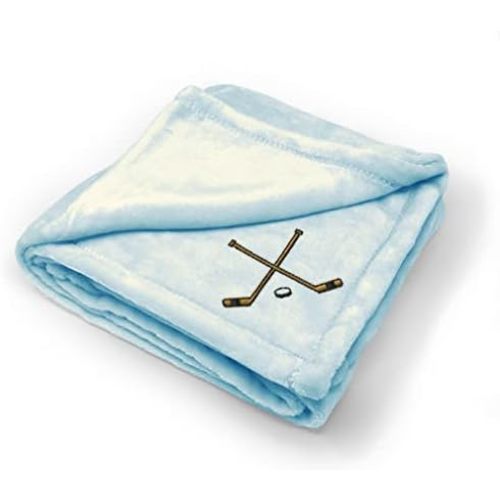 Custom Embroidery Nursery Bedding Baby Blankets for Boys & Girls Hockey Sticks