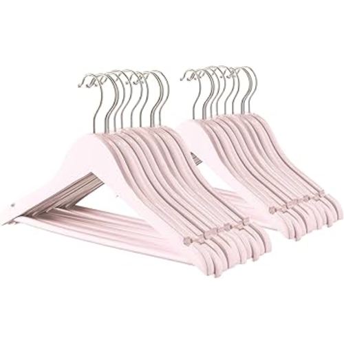 Harbor Housewares Wooden Children's Hangers - Light Pink - 20x Strong Space Saving Clothes Hangers with Round Trouser Bar and Non Slip Shoulder Notches for Jacket, Suit, Jumper, Dress Wardrobe Storage : Amazon.com.au: Baby