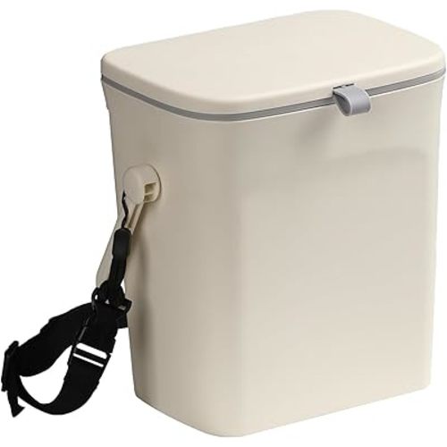 Leakproof Car Garbage Can, Car Trash Bag Sturdy Hanging Garbage Bin with Lid, for Driver and Passenger,Easy to Use Vehicle Trash Can, Suitable for Sedans, SUVs, MPVs & Trucks (White)