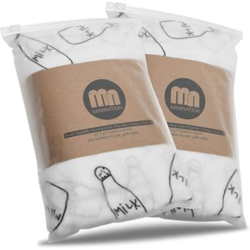 Ultra Soft Bamboo Viscose Muslin Swaddle Blankets for Newborns, 70% Bamboo Viscose, Receiving Blankets, Baby Essentials (Milk Print / 2 Pack)