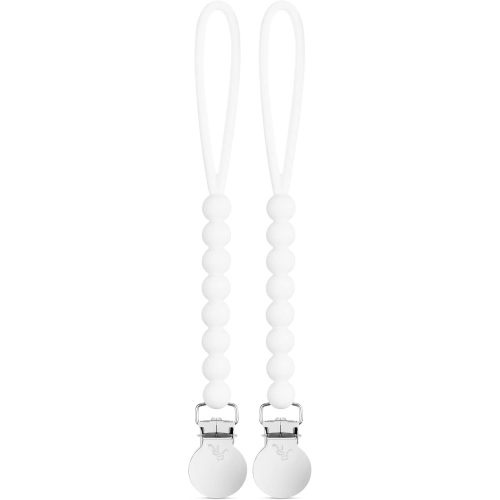Ryan & Rose Cutie Clip Judy - Pacifier Clip Holder Silicone (Judy, White) (Pack of 2)