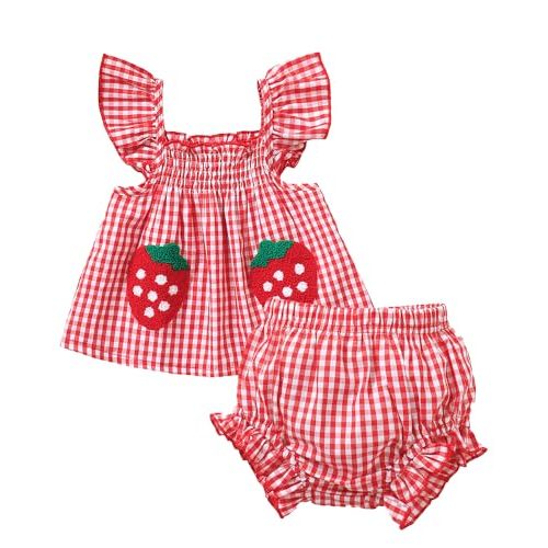 Jecson Newborn Baby Girl Summer Clothes Infant Girl Outfits Sleeveless Ruffle Top and Bloomers Shorts Set 0 3 6 12 Month