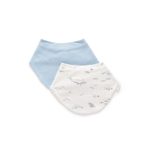 Purebaby 2 Pack Essential Dribble Bib - Vanilla Nautical Pack