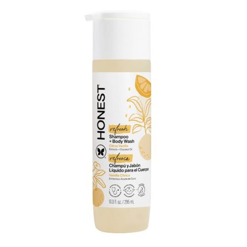 The Honest Company Refresh Shampoo + Body Wash - Citrus Vanilla - 10 fl oz: Daily Cleansing, Dye-Free, Paraben-Free Gel