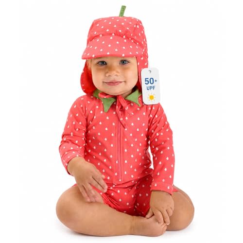 Cuddle Club UPF 50+ Baby Sunsuit with Sun Hat for Newborns, Infants & Toddlers, Sun Protection Rashguard & Swimsuit