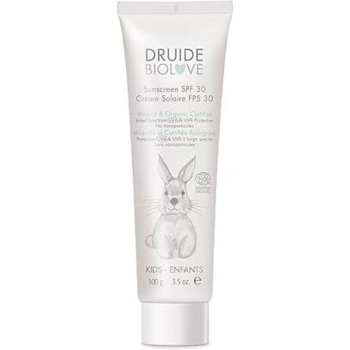 Laboratoires Druide Sunscreen SPF30 For Baby – Kid-Safe, Reef-Friendly – Organic Sun Care, Zinc Formula, Paraben-Free, Travel Size – 100 g (3.5 oz) Coconut, Vanilla